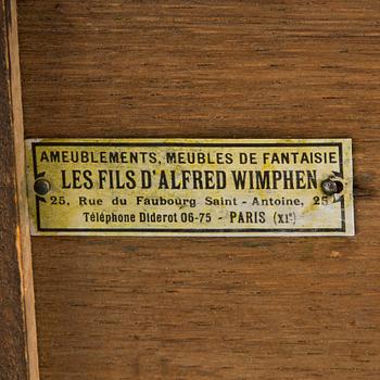 A chest of drawers plaque marked Les fils d'Alfred Wimphen Paris, early 20th century.