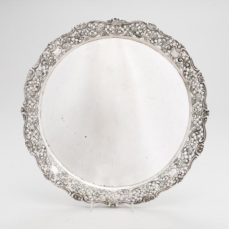 A silver tray, Germany, mid-20th century.
