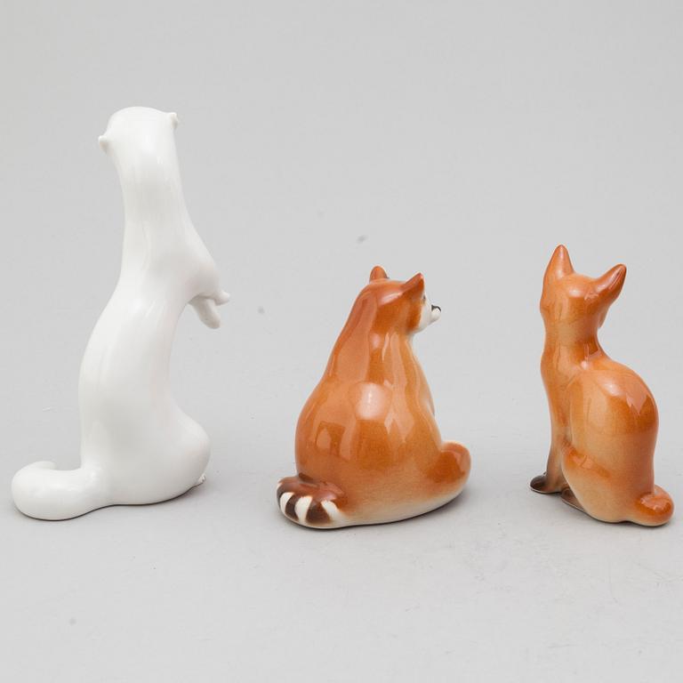 Three porcelain figurines from Lomonosov, 20th century.