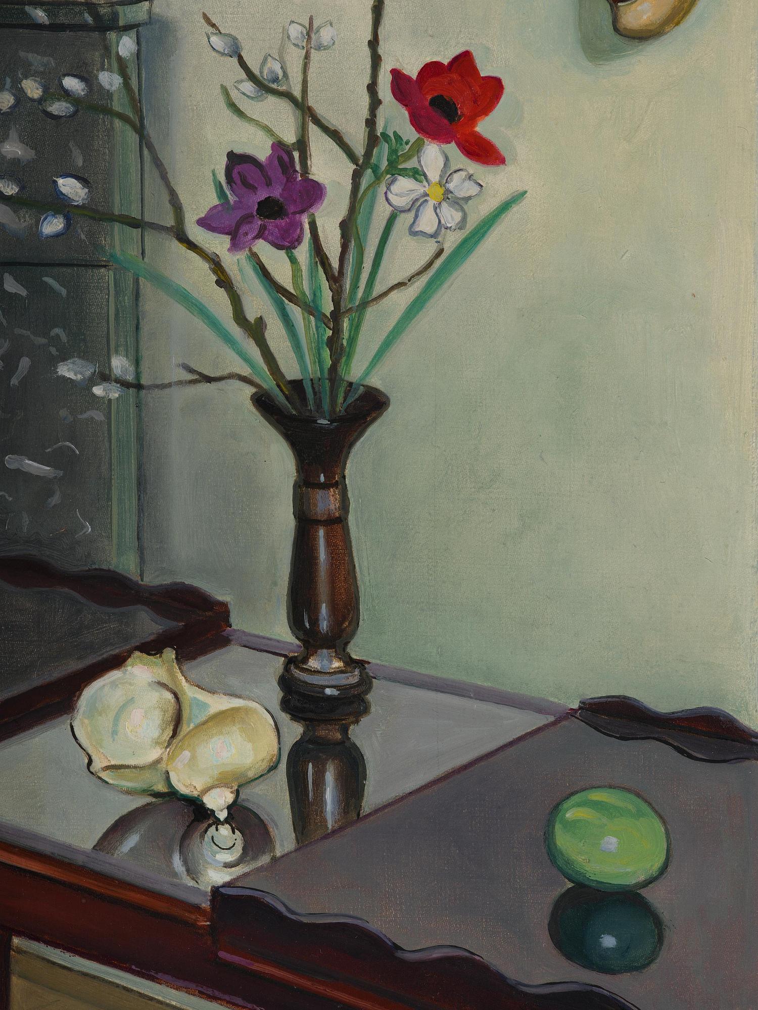 Einar Jolin, Still life with anemones and willow.