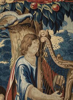 VÄVD TAPET, "Orphée jouant pour les Animaux", norra Nederländerna 1600-talets förra hälft - omkring 1600-talets mitt,