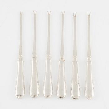 Six silver lobster forks, J. Tostrup, Norway.