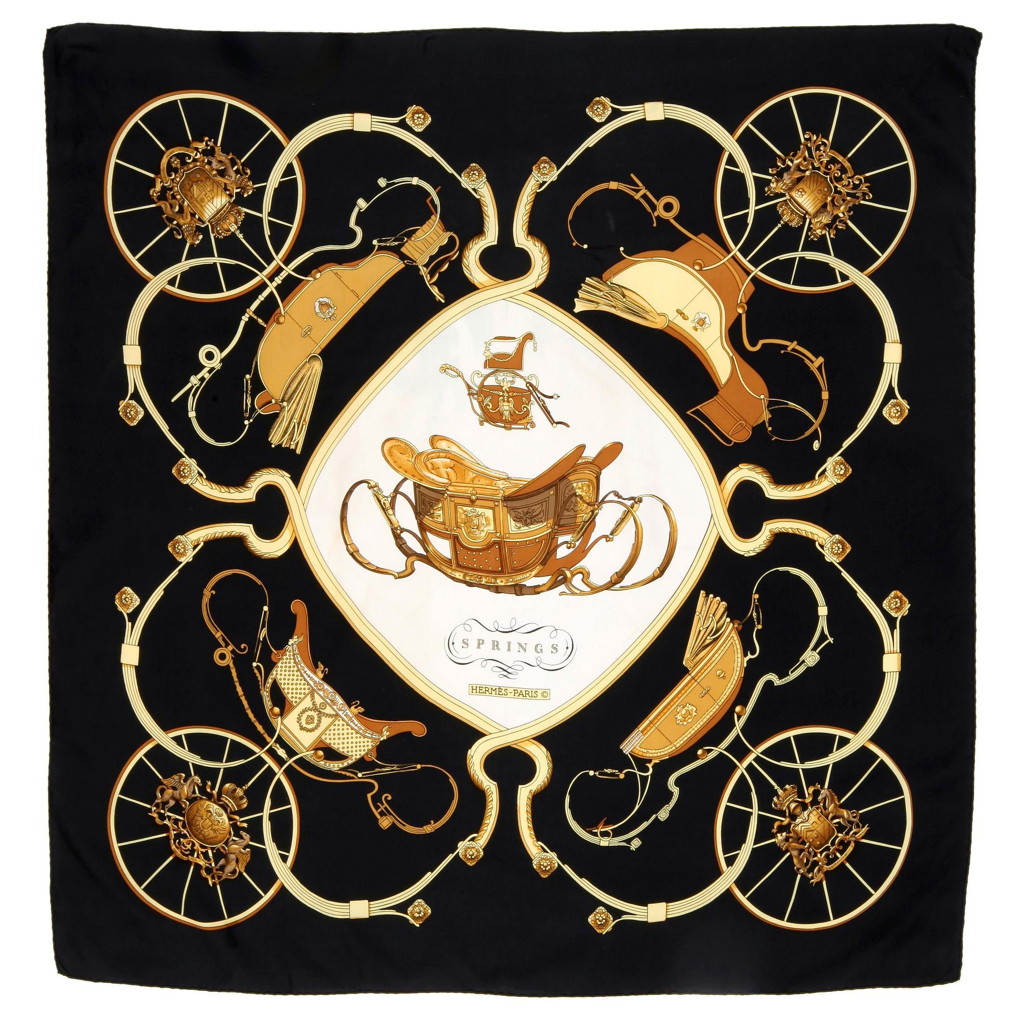 HERMÈS, a silk scarf, "Springs".
