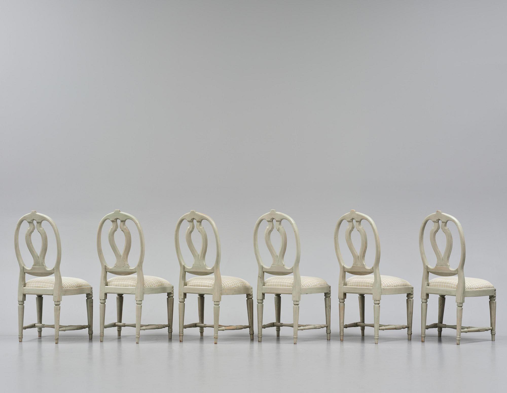 A set of six Gustavian chairs by J. E. Höglander (master in Stockholm 1777-1813).