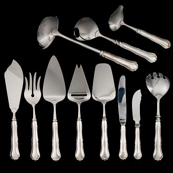 BESTICK, silver, 18 delar, "Chippendale, finska stämplar. 1970-90-tal.