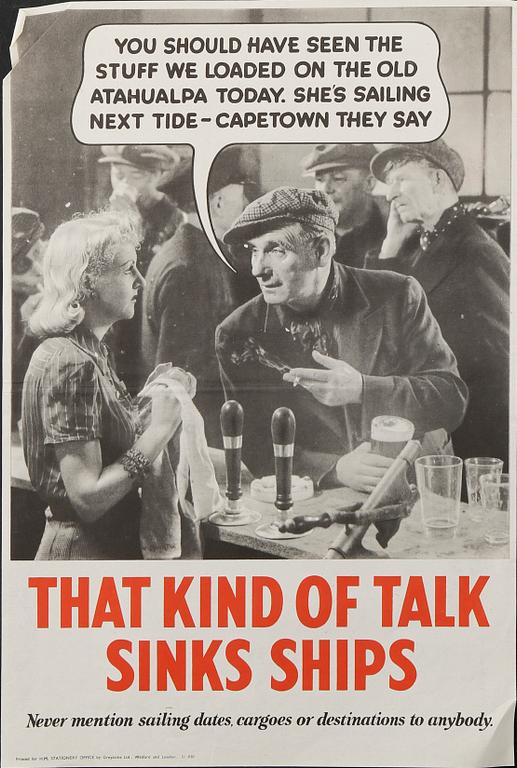 KRIGSAFFISCHER, 7 st, bla Mightier yet!, England 1940-tal.