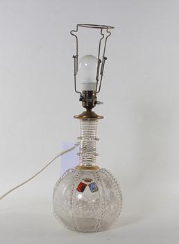 BORDSLAMPA, glas, 1800/1900-tal.