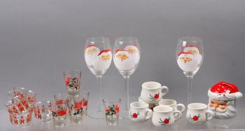 PARTI JUL, 21 delar, glas och porslin. 1900-tal.
