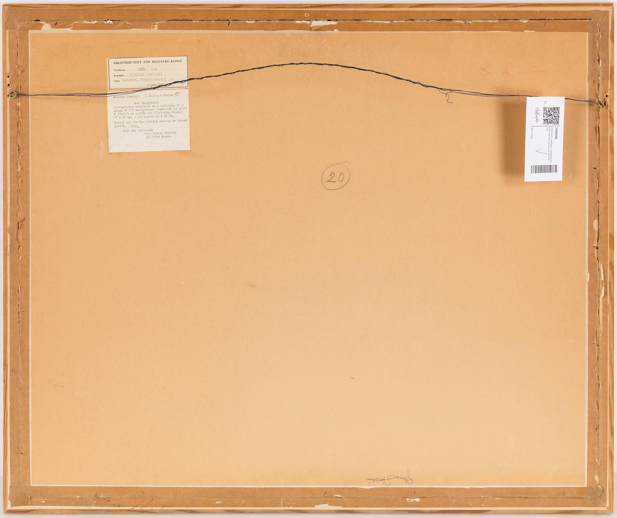 MASSIMO CAMPIGLI, färglitografi, signerad och numrerad 149/175.