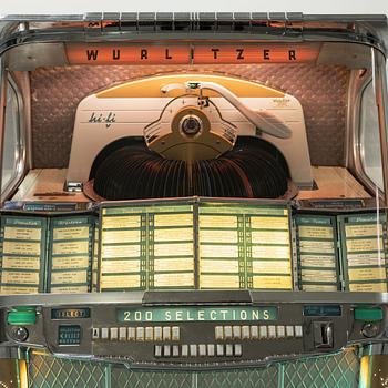 Jukebox, Wurlitzer modell 2100,  Rudolph Wurlitzer Company, North Tonawanda, New York, USA, 1957.