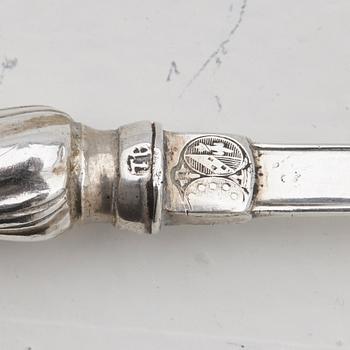 Isak Trybom, dessertgafflar, 6 st, silver, Stockholm 1763. Rokoko.