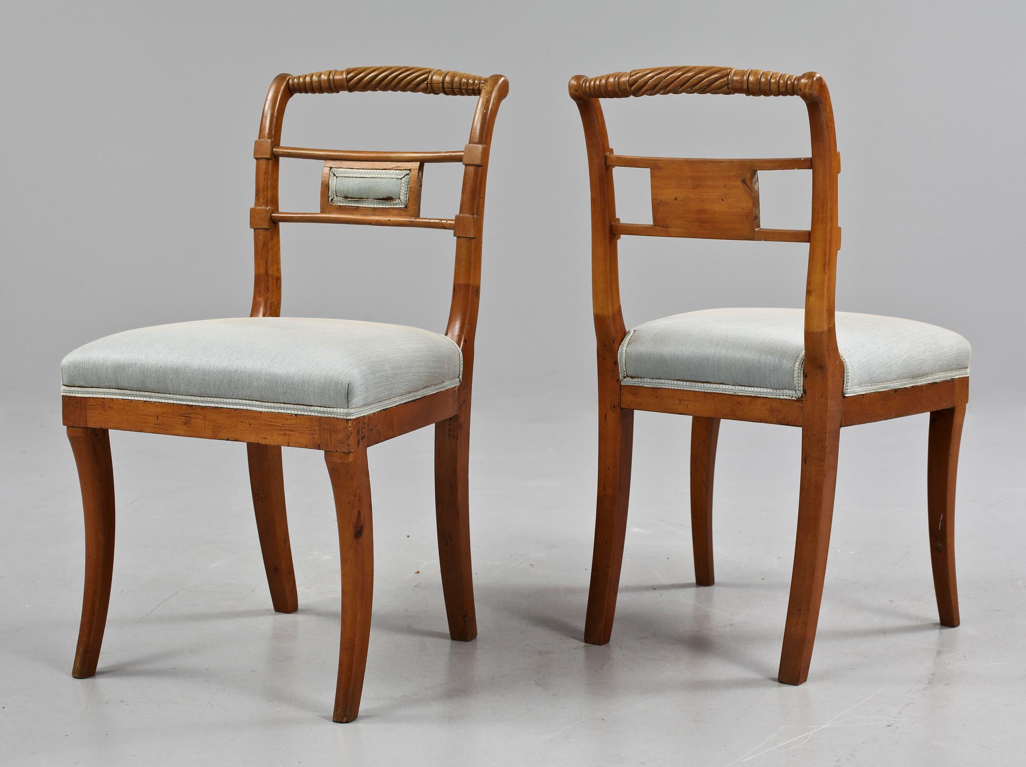 SOFFA samt STOLAR, ett par, biedermeier, 1800-tal.