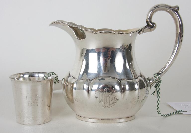 MJÖLKKANNA OCH SUPKOPP, silver, G.F Hallengren 1927 resp TESI.