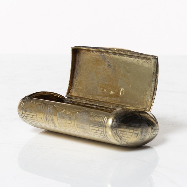 A Russian silver gilt box, indistinct marks, probably Moscow, 19th century.