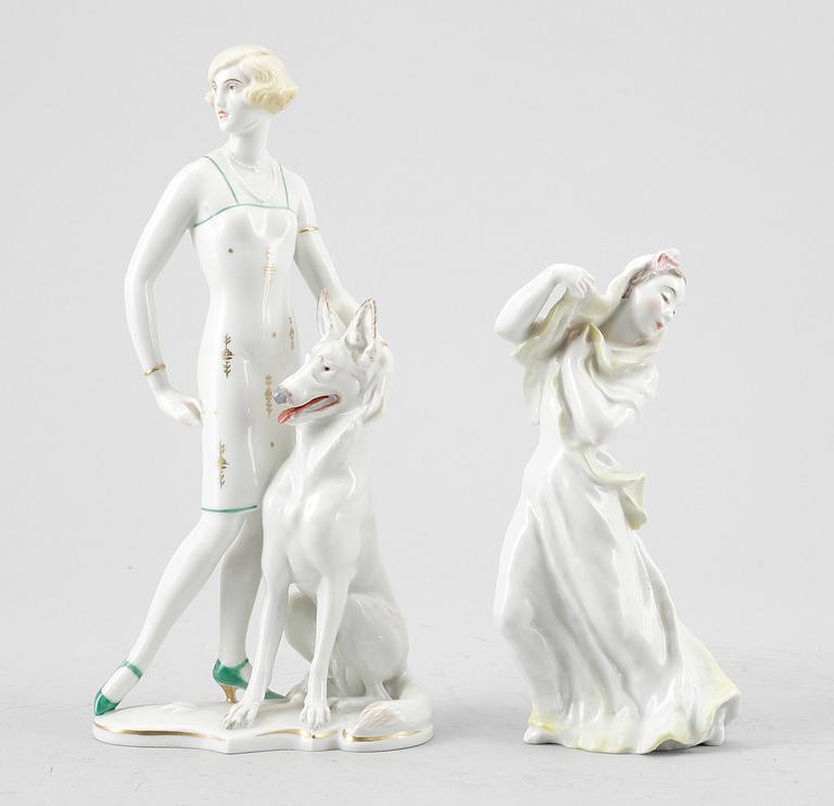 FIGURINER, 2 st porslin, bland annat Theodor Kärner, Rosenthal. 1900-tal.