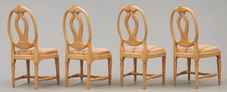 Eight matched Gustavian 18th century chairs.