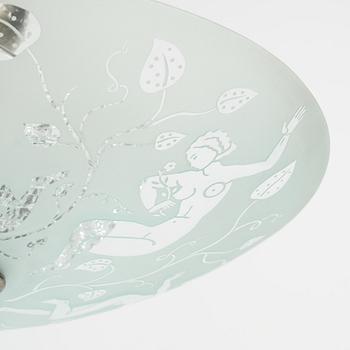 Edward Hald, a model 'HD 8581' ceiling light, Orrefors, 1940's.