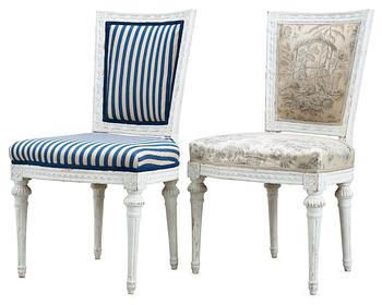 614. A pair of Gustavian late 18th century chairs.