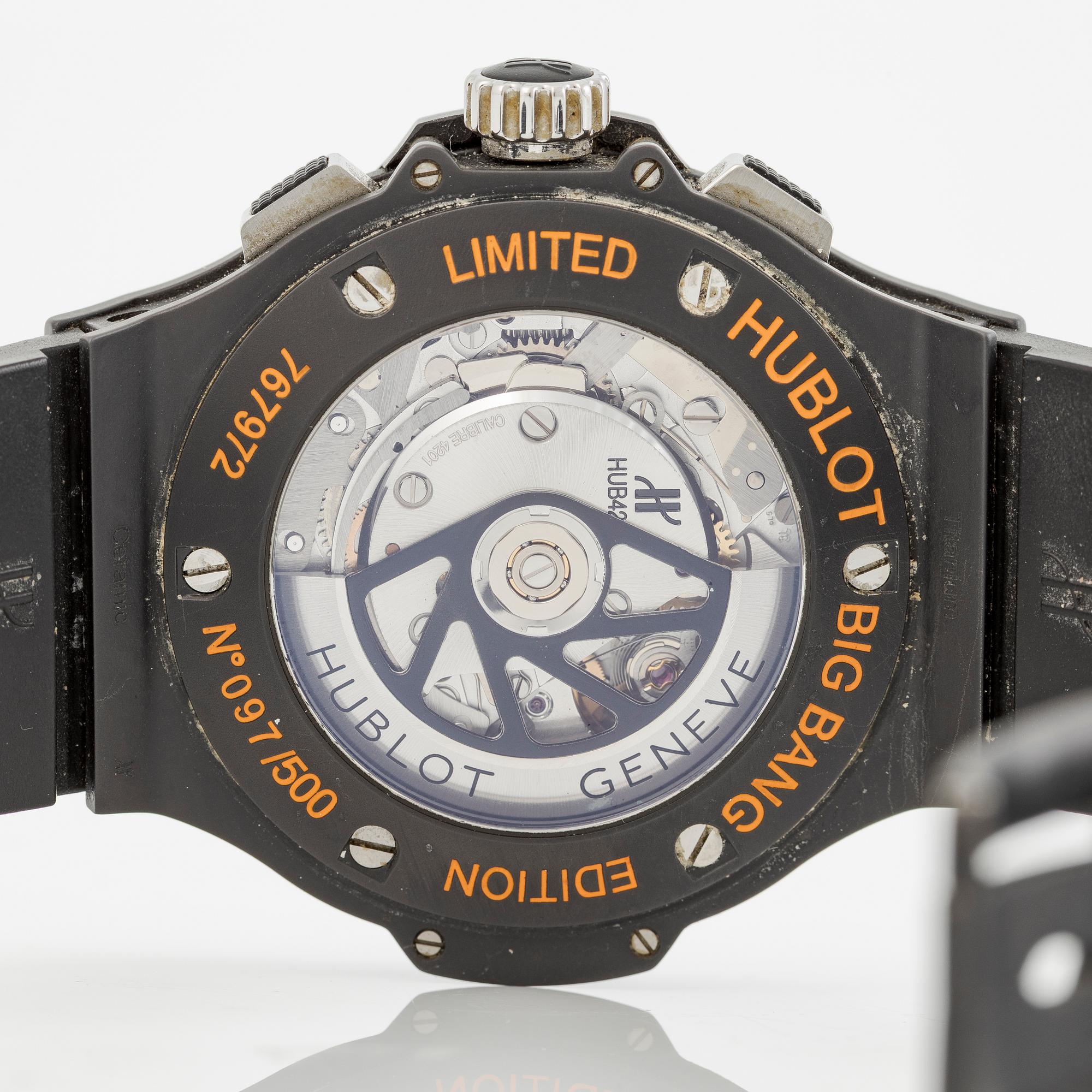 Hublot, Big Bang, Aero Bang Orange, "Limited Edition", Skeleton, chronograph, wristwatch, 44 mm.