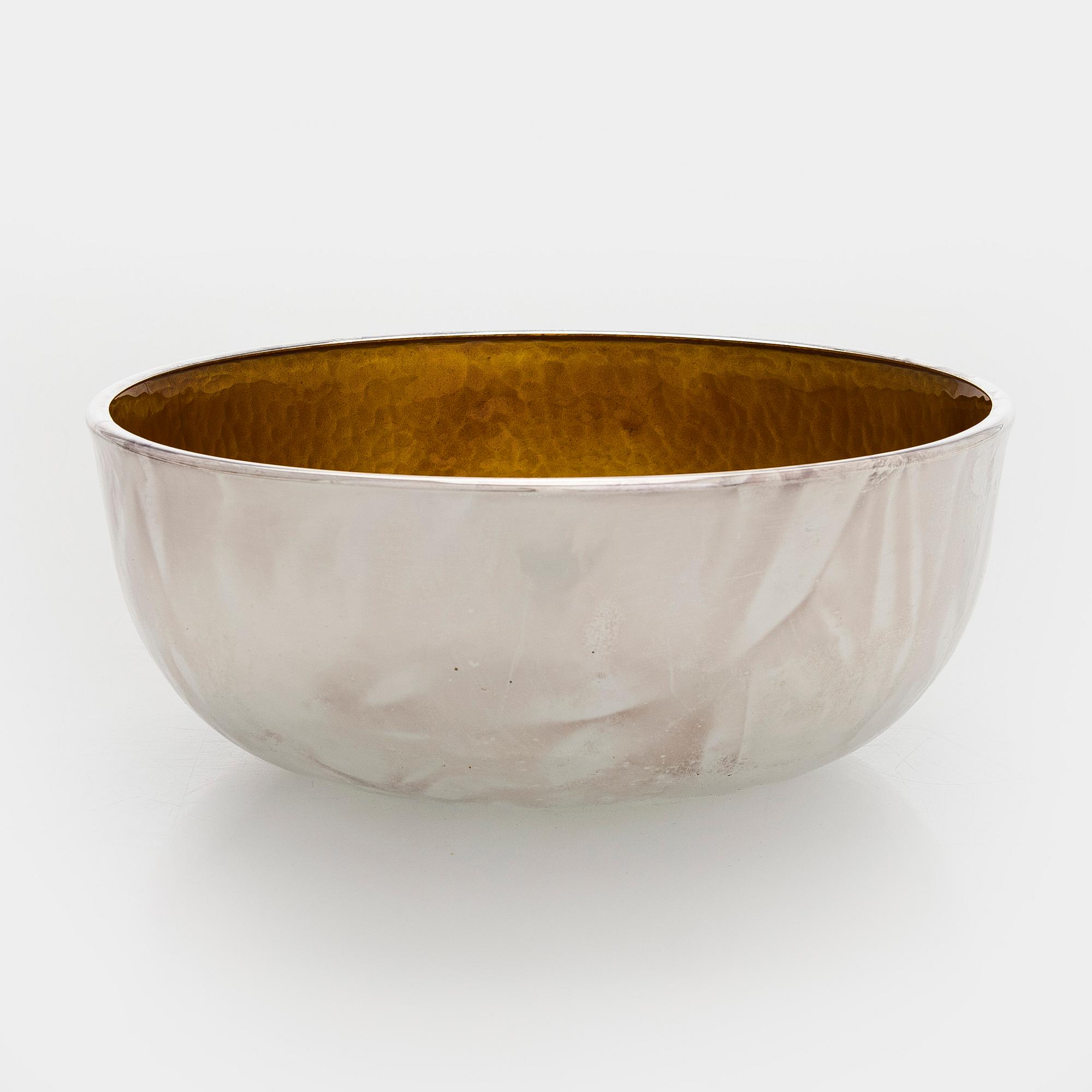 A set of three sterling silver and enamel bowls, maker's mark of A. Tillander, Turku 2005.