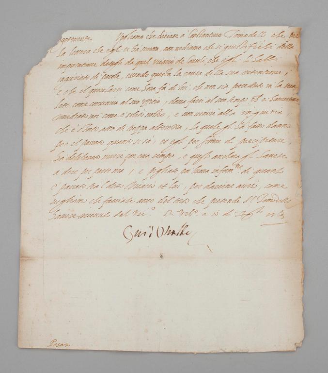 BREV, 2 st, ett undertecknat Guidobaldo, det andra undertecknat "Il Duca d'Urb", Pesaro, Italien 1500-tal.