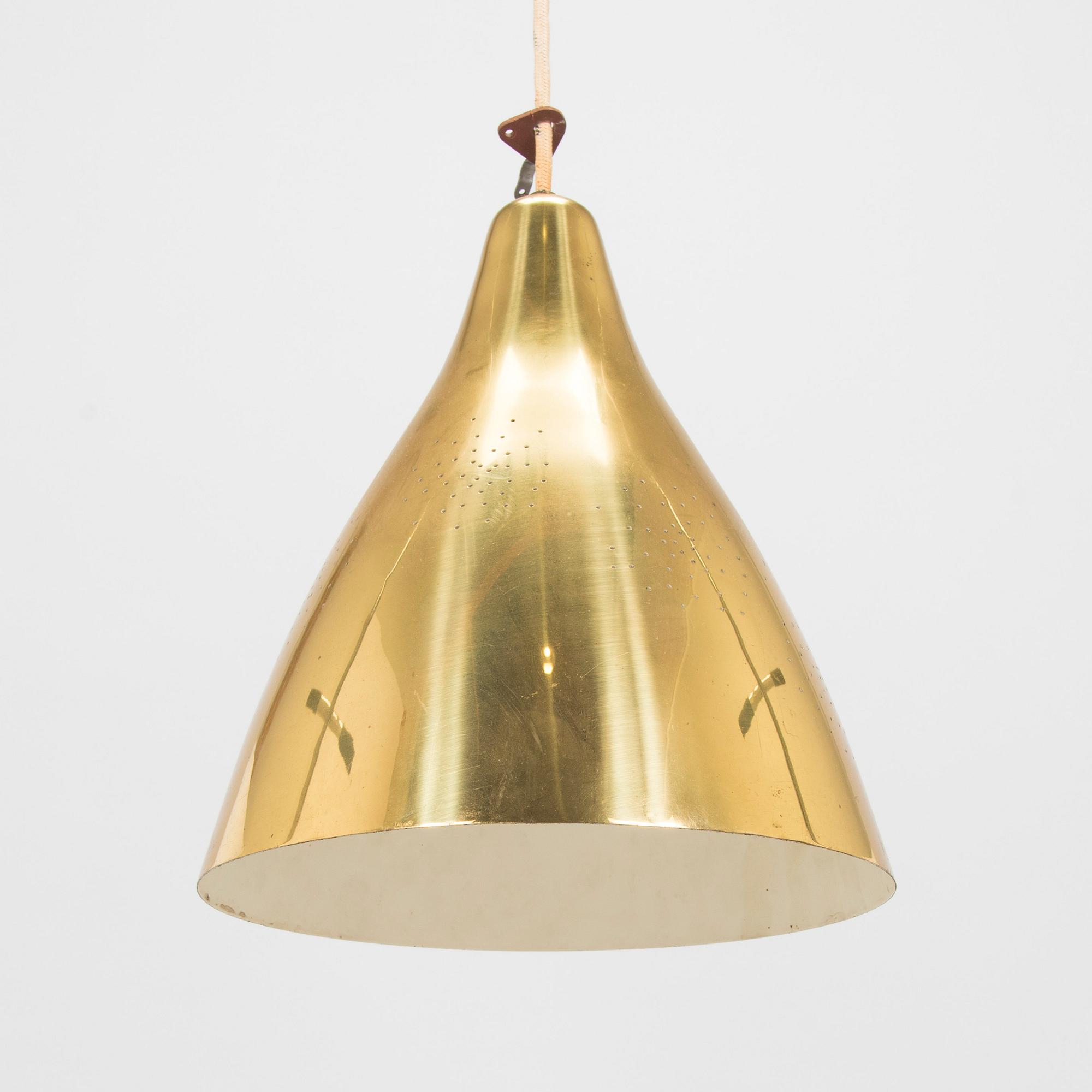 Lisa Johansson-Pape, taklampa, mässing, modell 1314, Stockmann Orno, 1900-talets mitt.