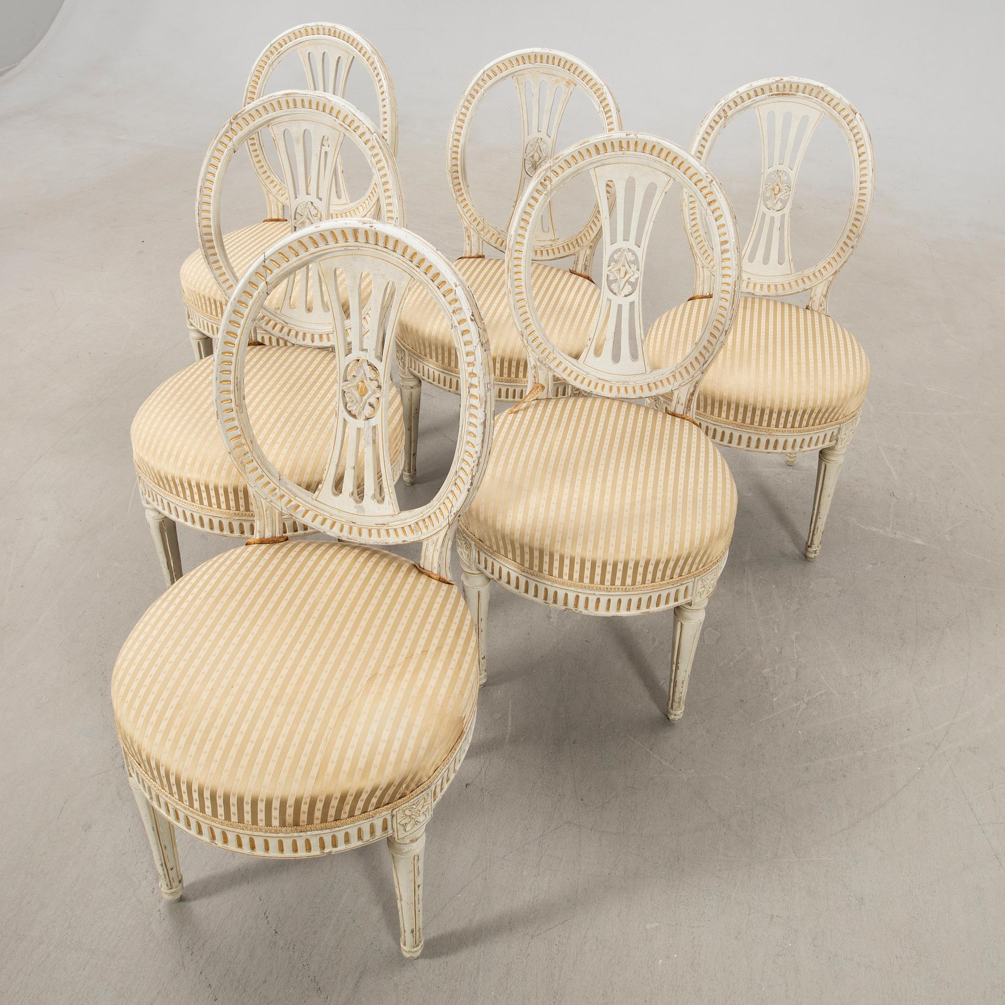 Chairs 6 pcs Sengustavian Lindomar work, first half of the 19th century.