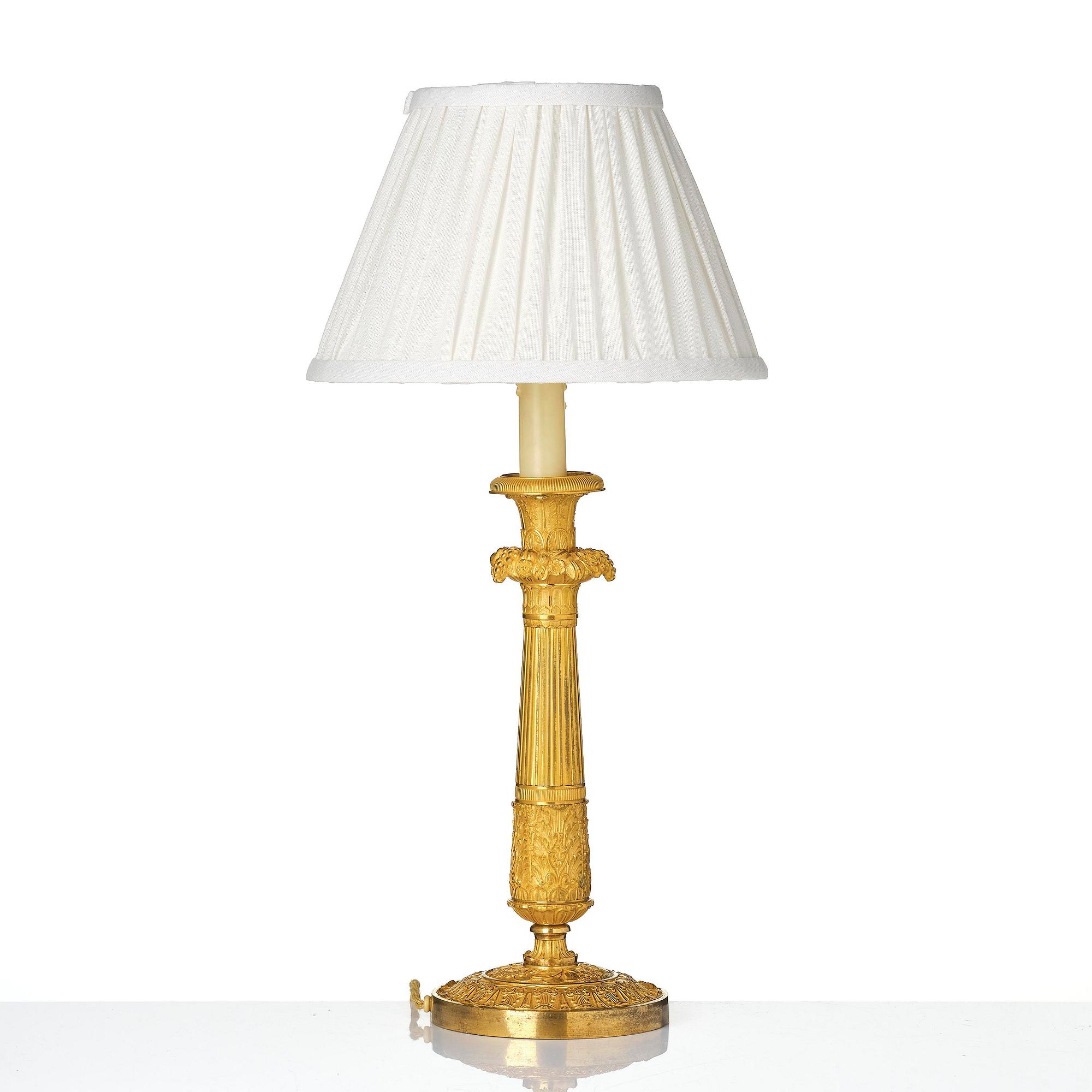 A French Empire ormolu bronze table lamp, early 19th century.