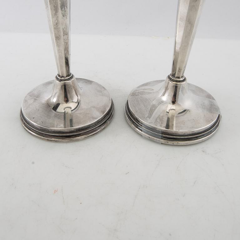 Eric Löfman, candlesticks, a pair, silver, MGAB, Uppsala, 1974.