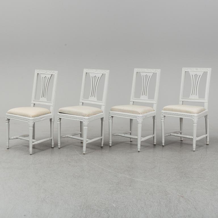 Four Gustavian chairs, early 19th century.