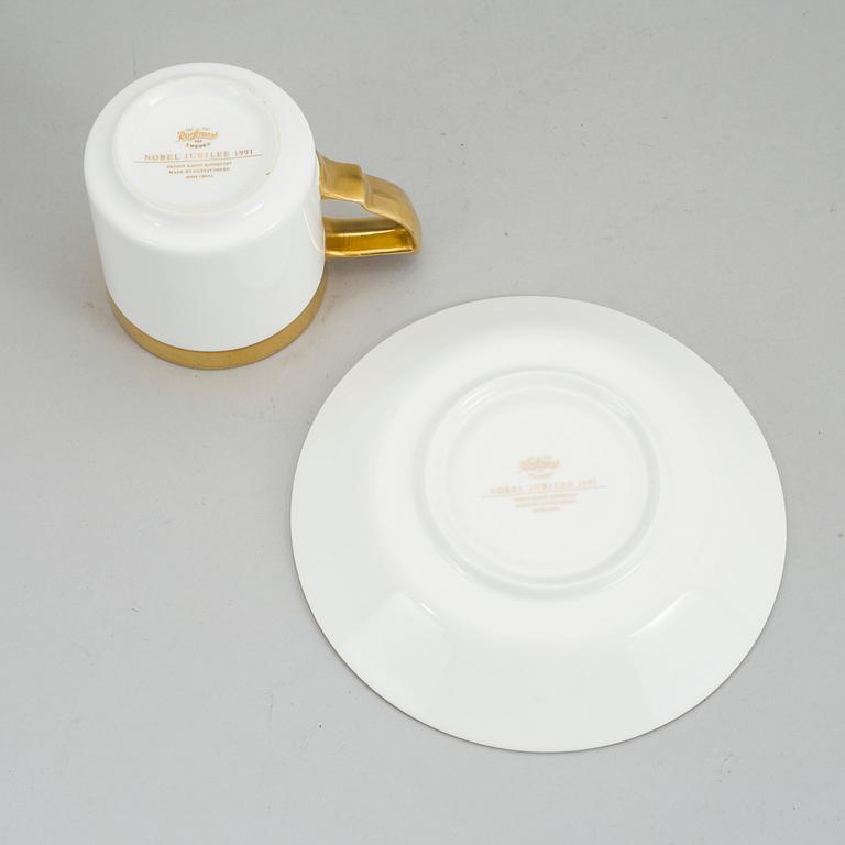 KARIN BJÖRQUIST, coffe cups with saucers (11), bone china, "Nobel Jubilee 1991", Rörstrand/Gustavsberg.