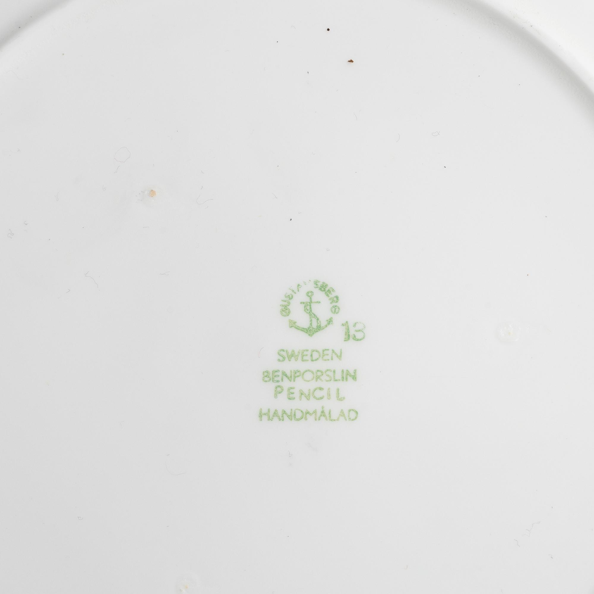 Stig Lindberg, servisdelar,  32 st, benporslin, "Pencil", Gustavsberg.