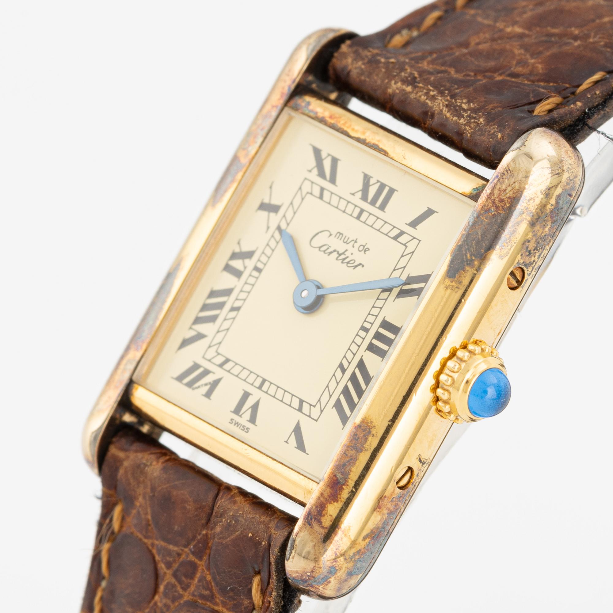 must de Cartier, Tank, wristwatch, 20.5 x 20 (28) mm.