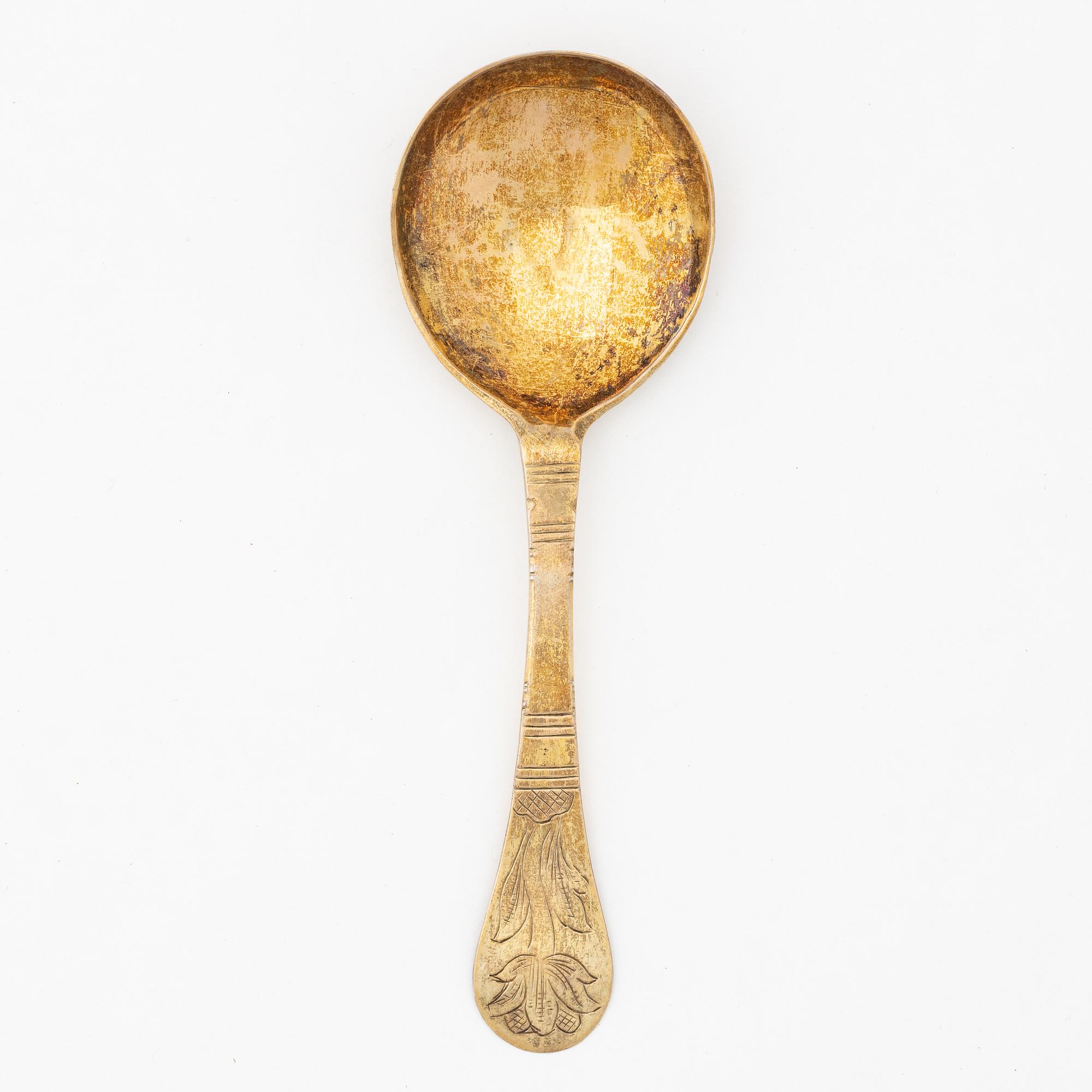 Peder Christensen Beyer, sked, förgyllt silver, Bergen, Norge (verksam 1774-1808).