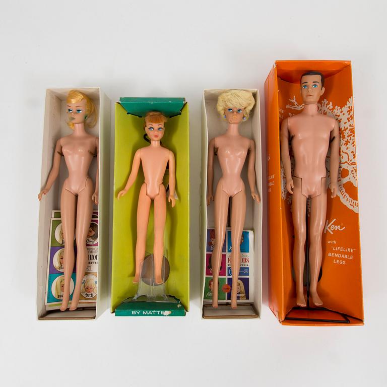 BARBIE OCH HENNES VÄNNER, 4 delar, Mattel 1960-tal.