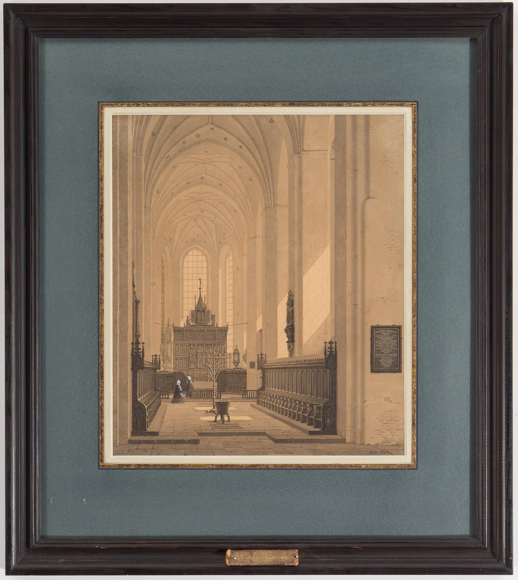 HEINRICH HANSEN, Pencil, pen and wash on paper laid on paper, Signed and dated ”H H 1863”.