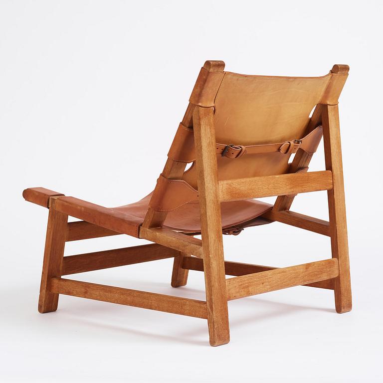 Børge Mogensen, an oak and natural brown leather easy chair model "2224", Fredericia Stolefabrik, Denmark, 1960s.