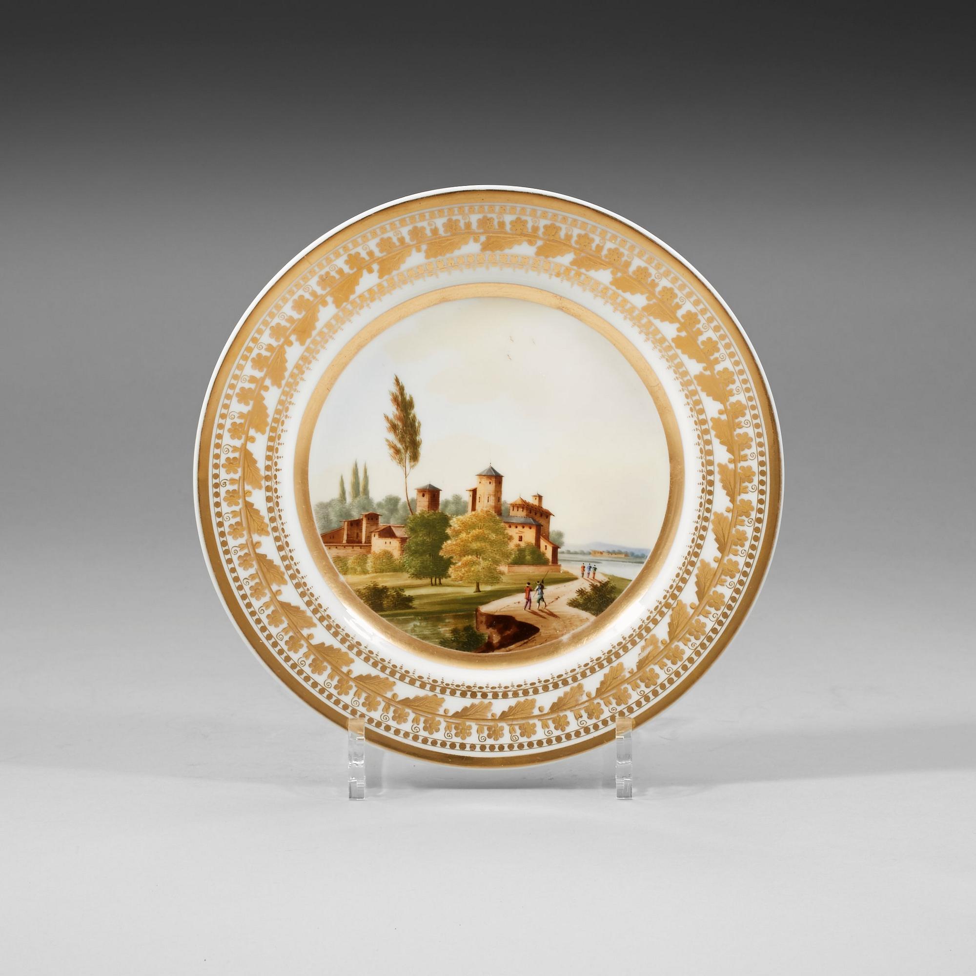 A group of six French topographic dessert dishes, first half of 19th Century.