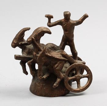 EBELING, ALLAN, skulptur, patinerad metall. Sign.