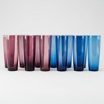 TAPIO WIRKKALA, a set of 12 glasses model 2204 by Iittala in the 1960's.