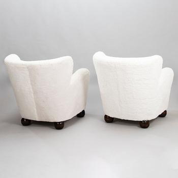 A pair of 1940's armchairs.