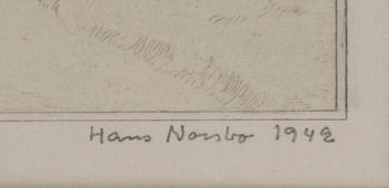 HANS NORSBO, 2 st, etsningar, sign o numr 48/50, dat 1942.