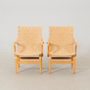Bruno Mathsson, a pair of "Eva" armchairs, Karl Mathsson Värnamo 1969.