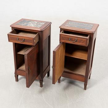 Bedside tables, a pair, first half of the 20th century.