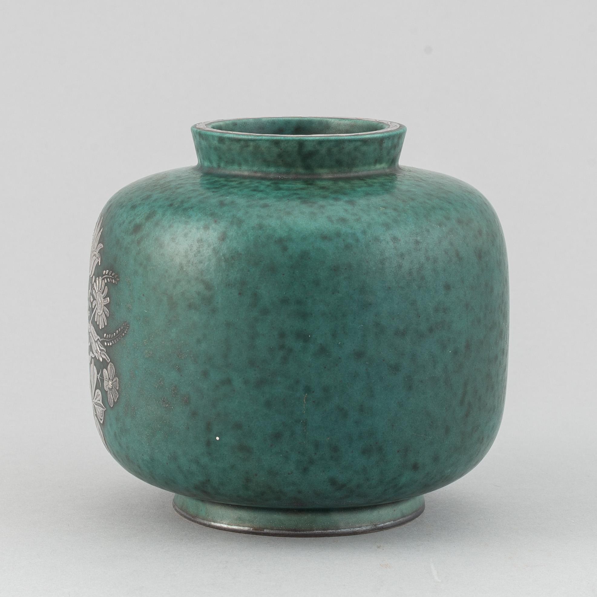 Wilhelm Kåge, vas, stengods, "argenta", Gustavsberg.