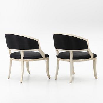 A pair of late Gustavian style armchairs, second half of the 20th century.