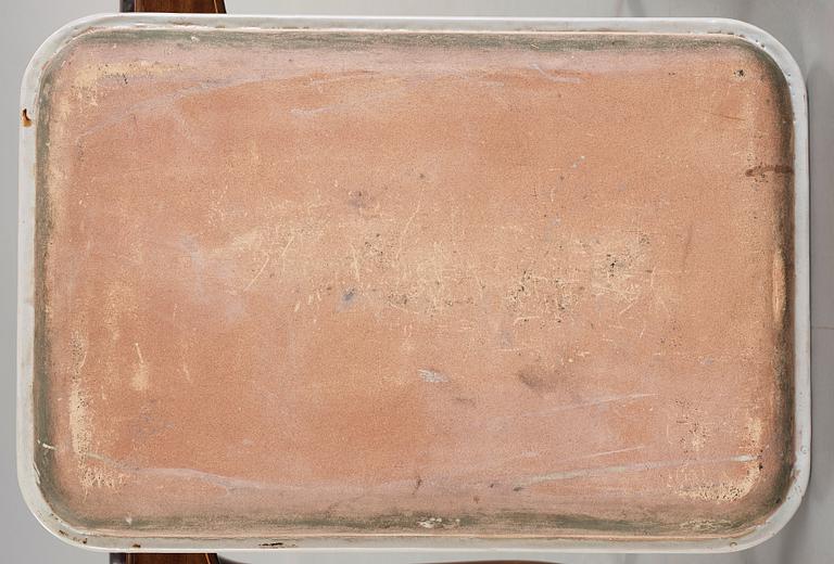 Hildur Haggård, a Swedish Grace glazed ceramic and mahogany tea table, 1920's-30's.