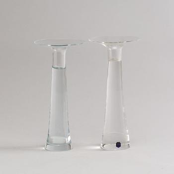 A PAIR OF CENEDESE GLASS CANDLESTICKS, later part of the 20th century.