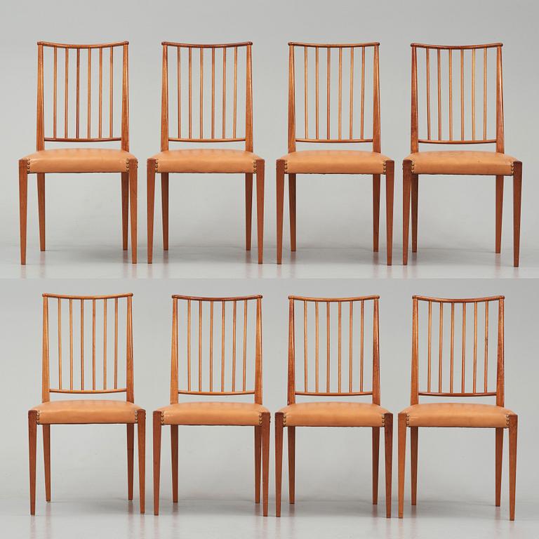 Josef Frank, a set of eight chairs model "970", Firma Svenskt Tenn, Sweden mid-20th century.