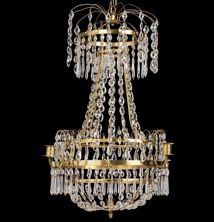 Ljuskrona, för fem ljus, Sverige, 1700-talets slut, Sengustaviansk.